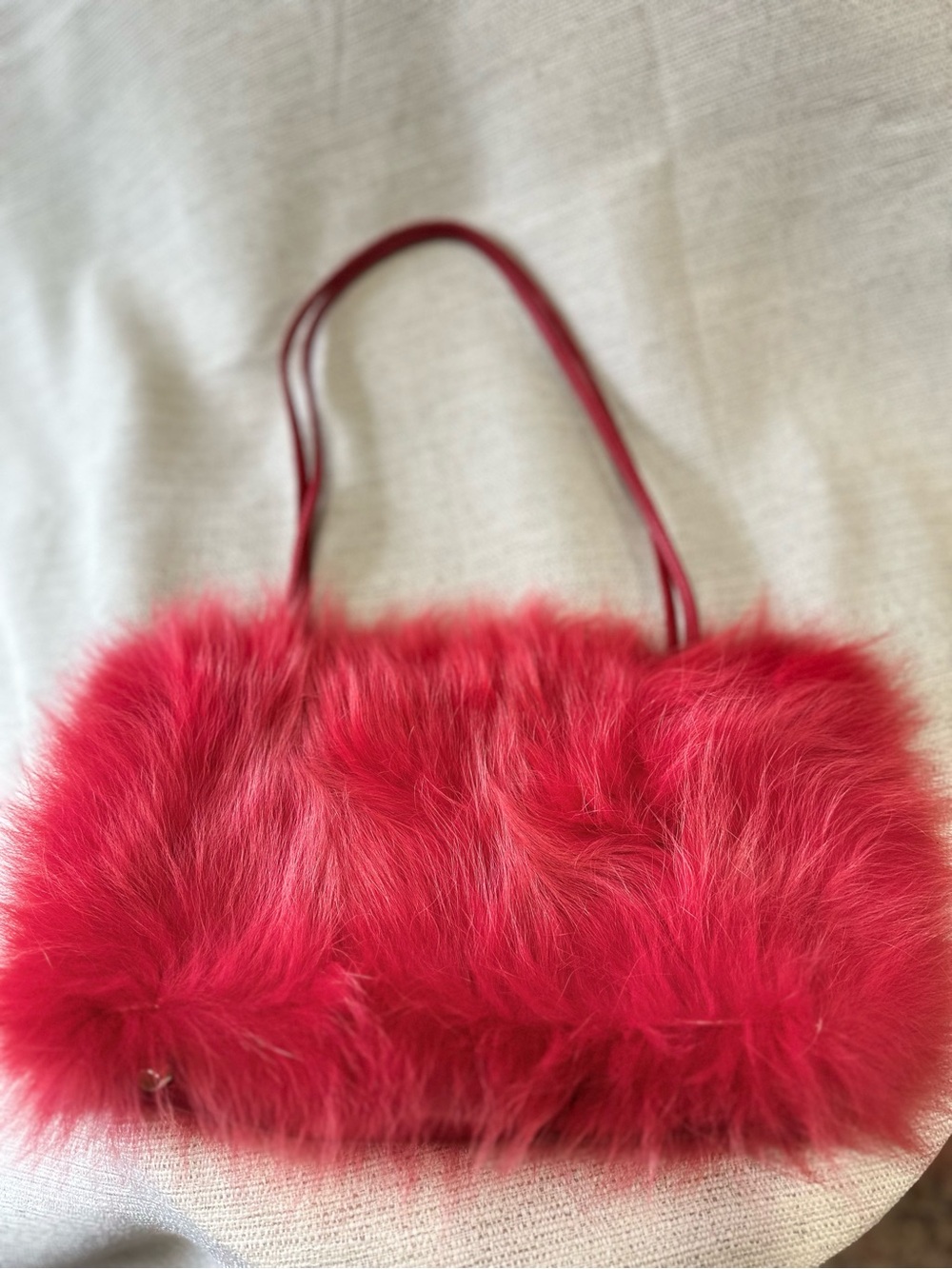 NWOT Paula by Pdl  Vintage Fun Pinkish Red Fur Purse